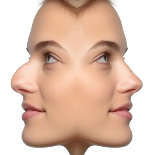 Before and after rhinoplasty photo
